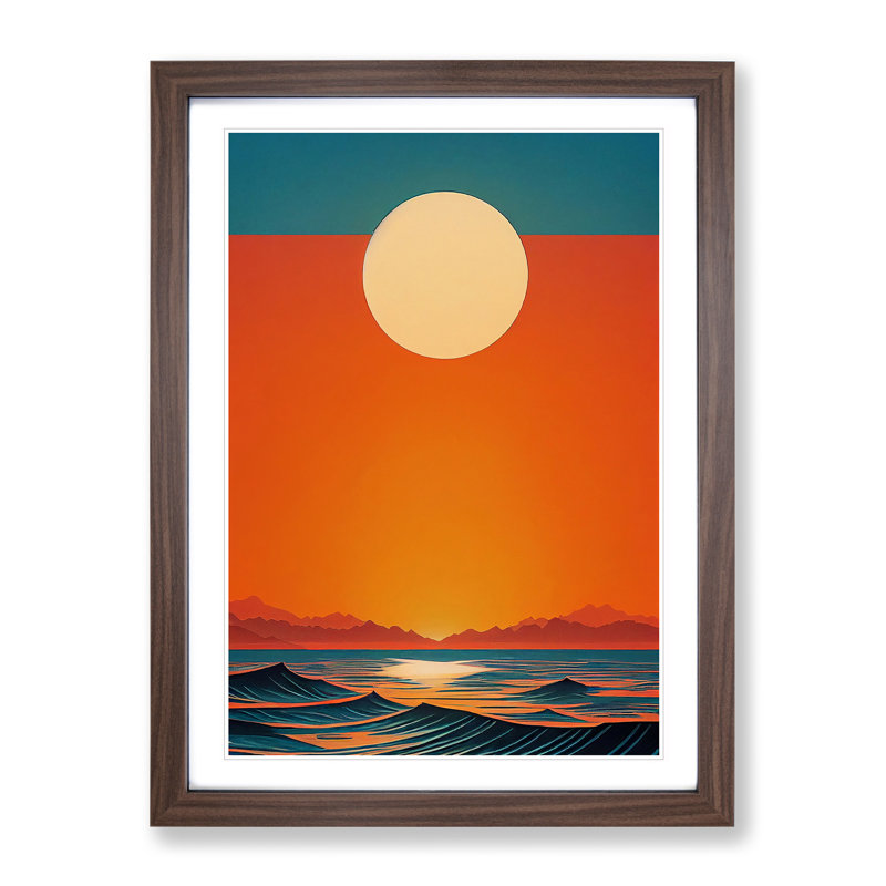 Wild Ocean Sunset Abstract Framed Print, 34cm H x 25cm W x 2cm D, Brown Framed
