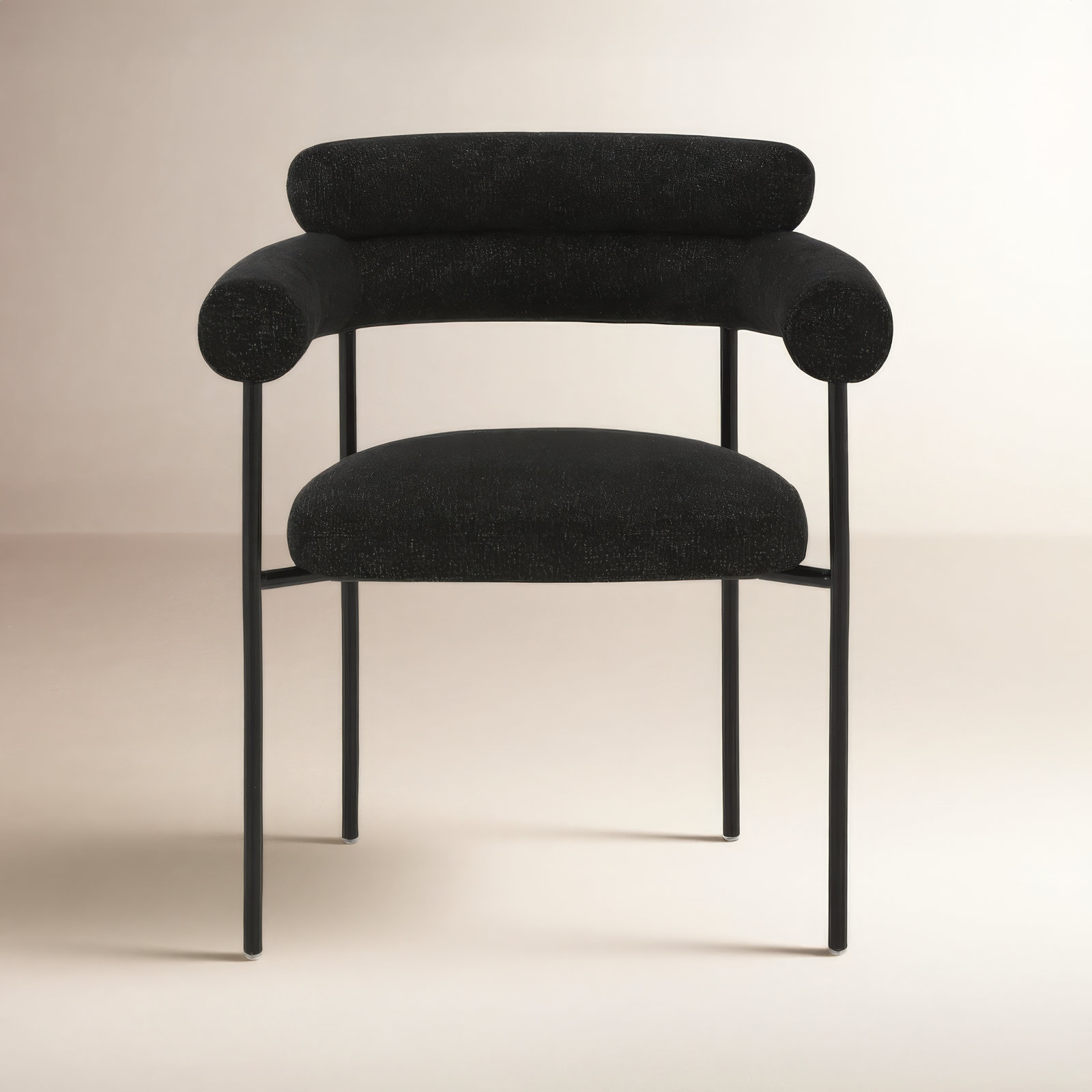 Bellport Dining Chair, Black/White Linen