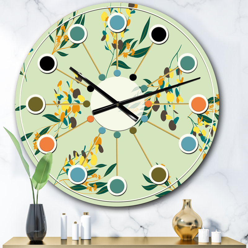Horloge murale moderne Mid-Century Bright Eucalyptus, Surdimensionné
