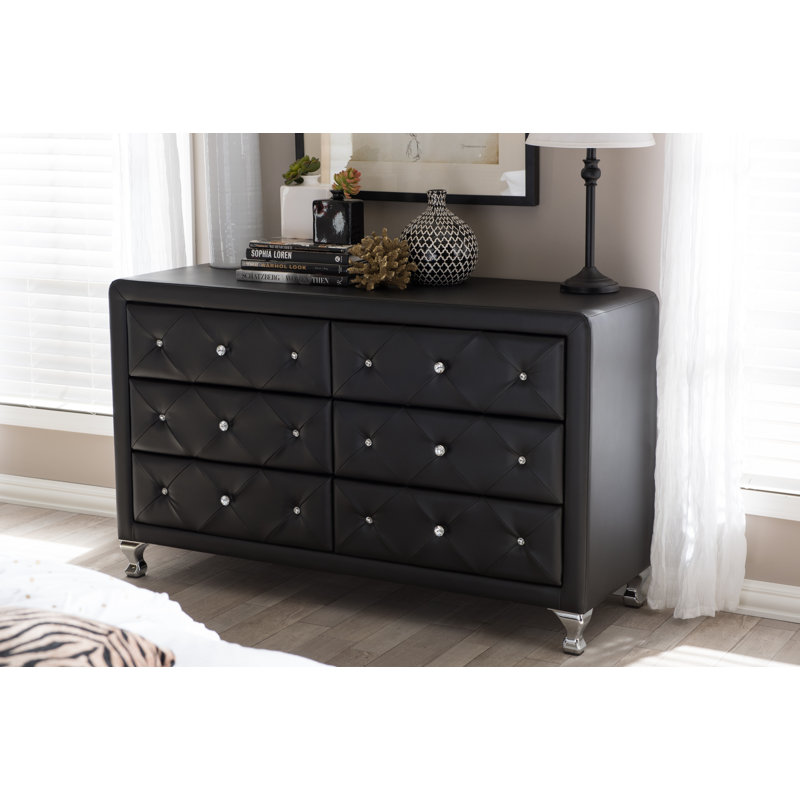 commode double 6 tiroirs Beglin, Noir