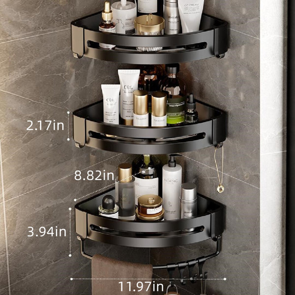 Rectangle Shower Caddy Shelf, Suction Cup, Aluminum Shower