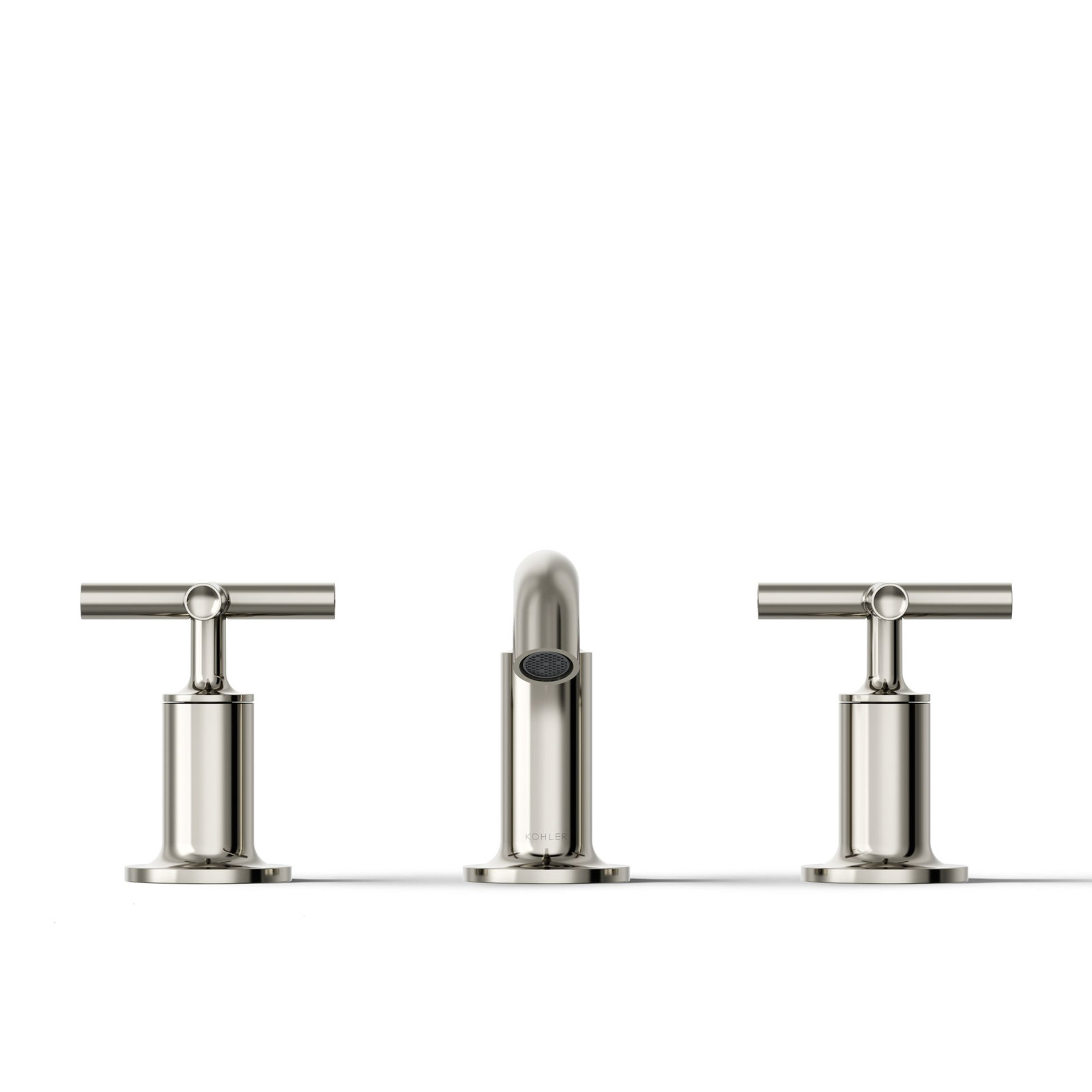 Purist Widespread Bathroom Sink Faucet with Low Cross Handles and Low Spout, Vibrant Polished Nickel