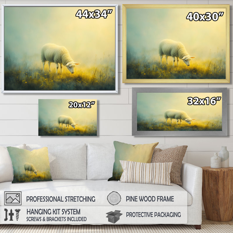 Dokun Sheep Portrait Smooky Dream II - Sheep Wall Art, Reproduction encadrée d'une seule photo, Noir, noir, noir, noir