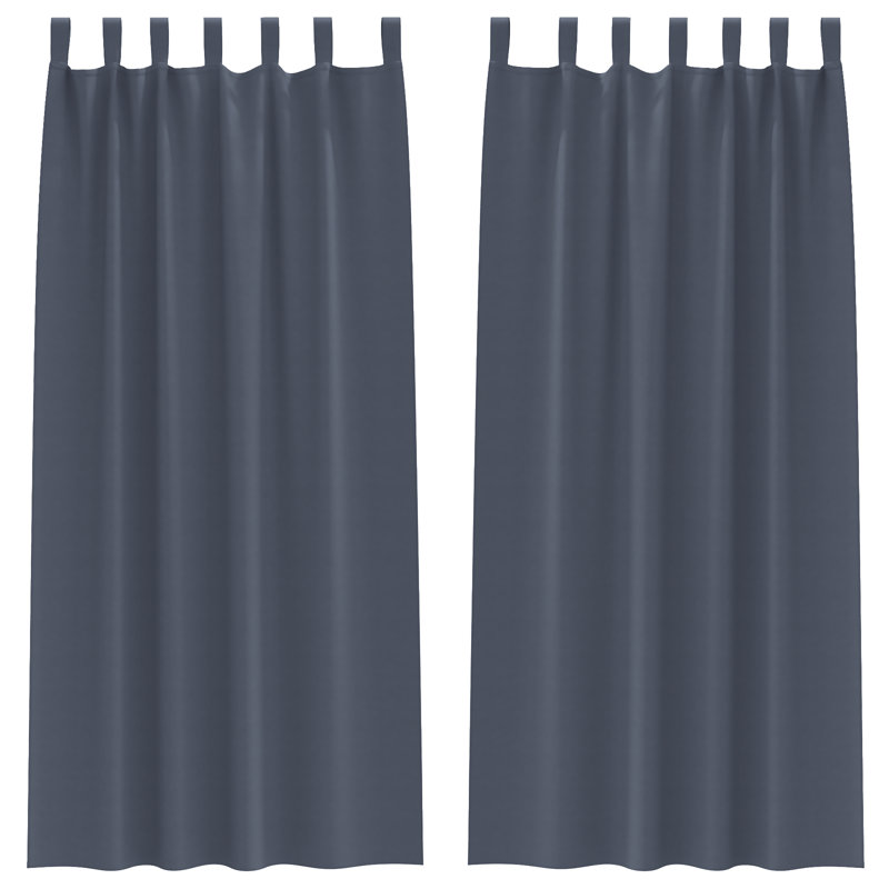 Curtains With Curtains 2 Pcs Polyester, Anthracite, 140cm Width x 260cm Drop