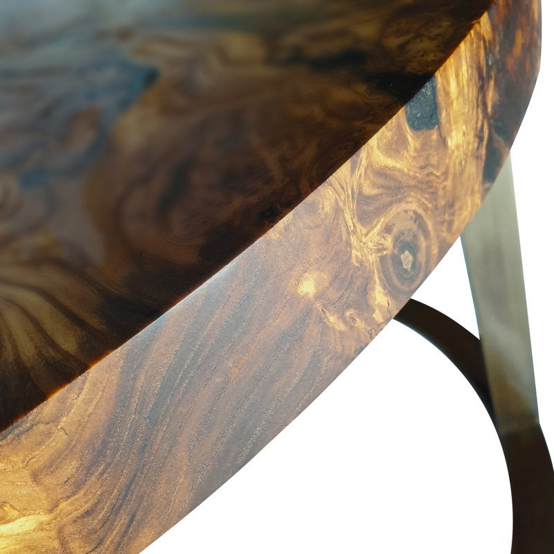 Table basse Dodona, H 17,7 po x l 47,2 po x P 47,2 po, Bronze, Bois argenté