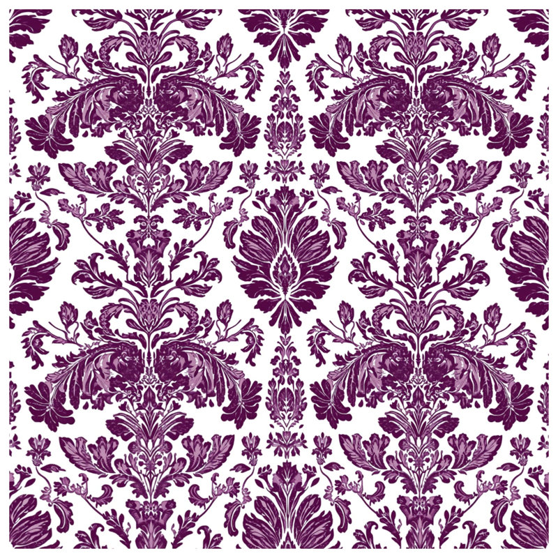 Housses de couette mauves à motif damassé, Grand lit