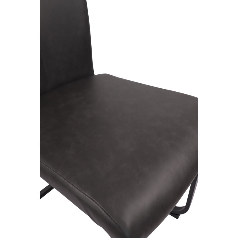 Alioth Faux Leather Upholstered Dining Chair, Dark Grey