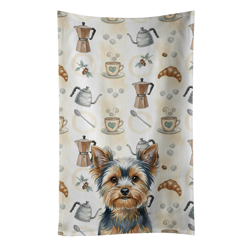 Serviette de cuisine Coffee Bar, Yorkshire terrier bleu et brun clair