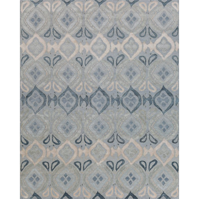 Bali Hand Woven Silk and Wool Geometric Area Rug