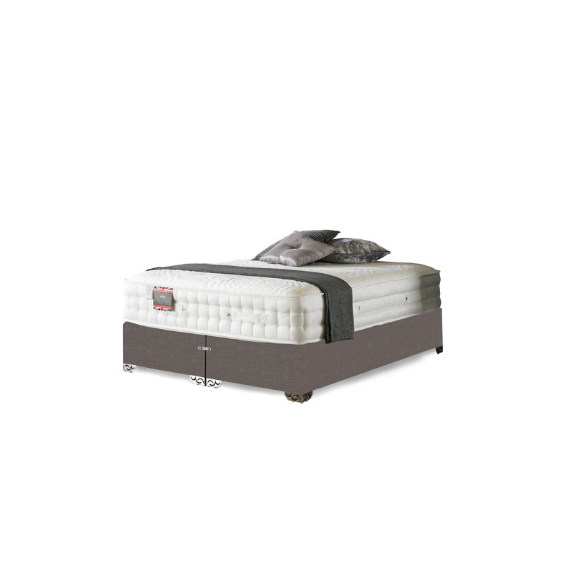 Argill Pocketsprung Divan Bed Set, Slate Grey Linen, No Storage, Double (4'6)
