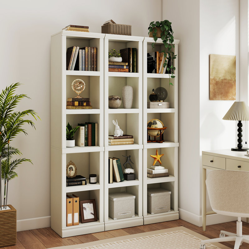 Bibliothèque étroite de 70 pouces de haut, tablette moderne autoportante à 5 niveaux avec tablettes réglables, White