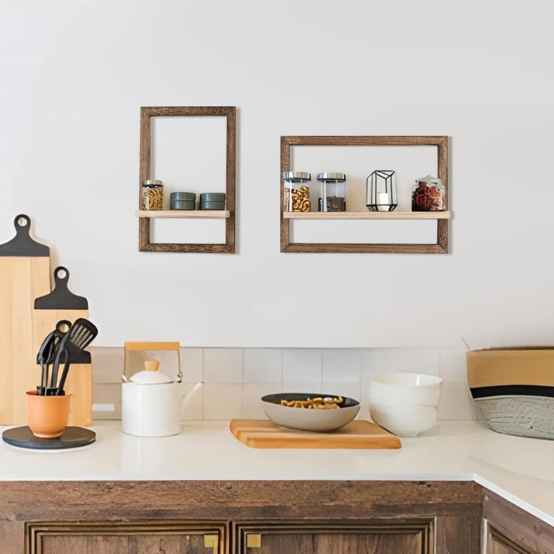 Set of 4 Floating Shelves Stylish Wall Storage Solution, Brown