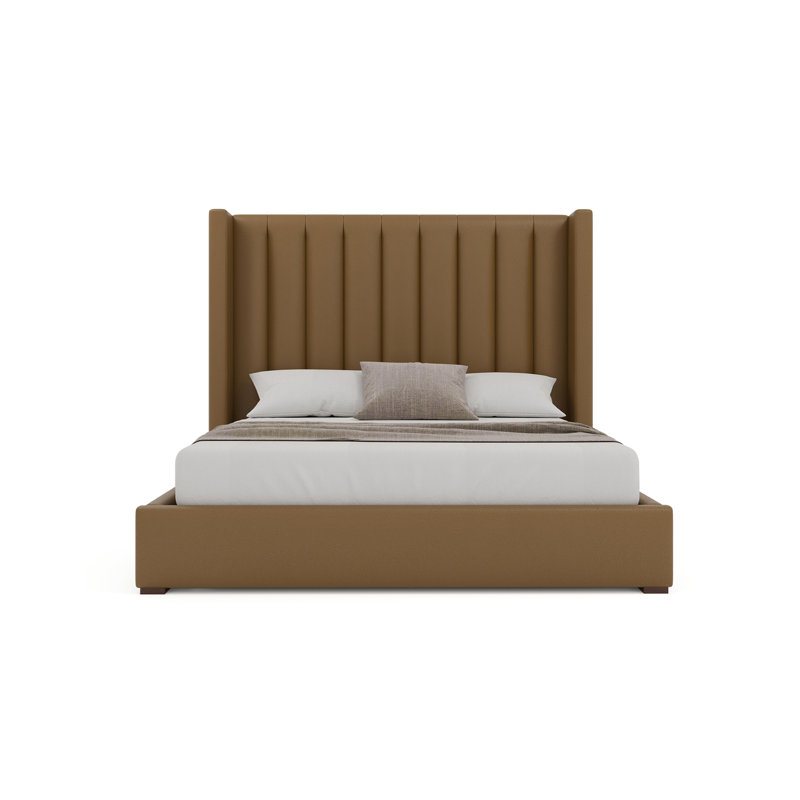 Vegan Leather Wingback Bed, Queen, Cream