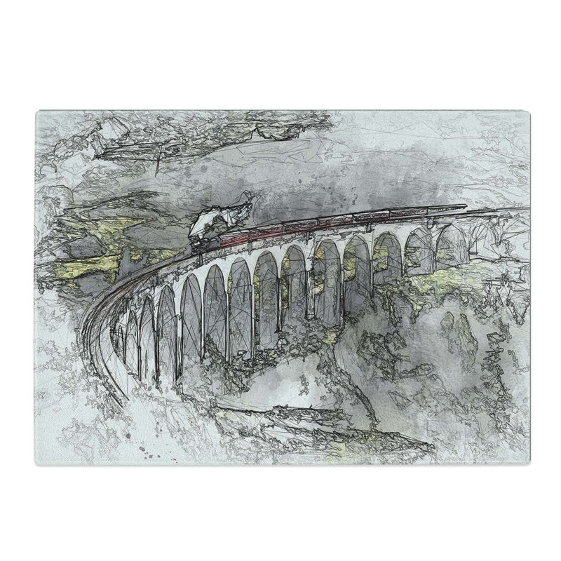 Tempered Glass Steam Train in Scotland Chopping Board, 39 cm W x 28.5 cm L