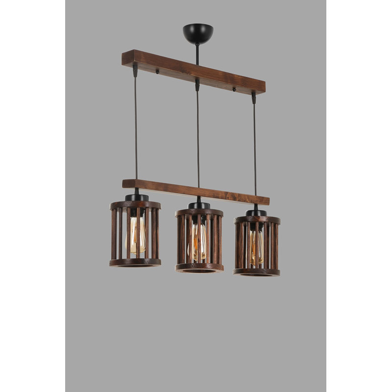 Luminaire suspendu pour îlot de cuisine à 3 lumières Neive, Marron foncé