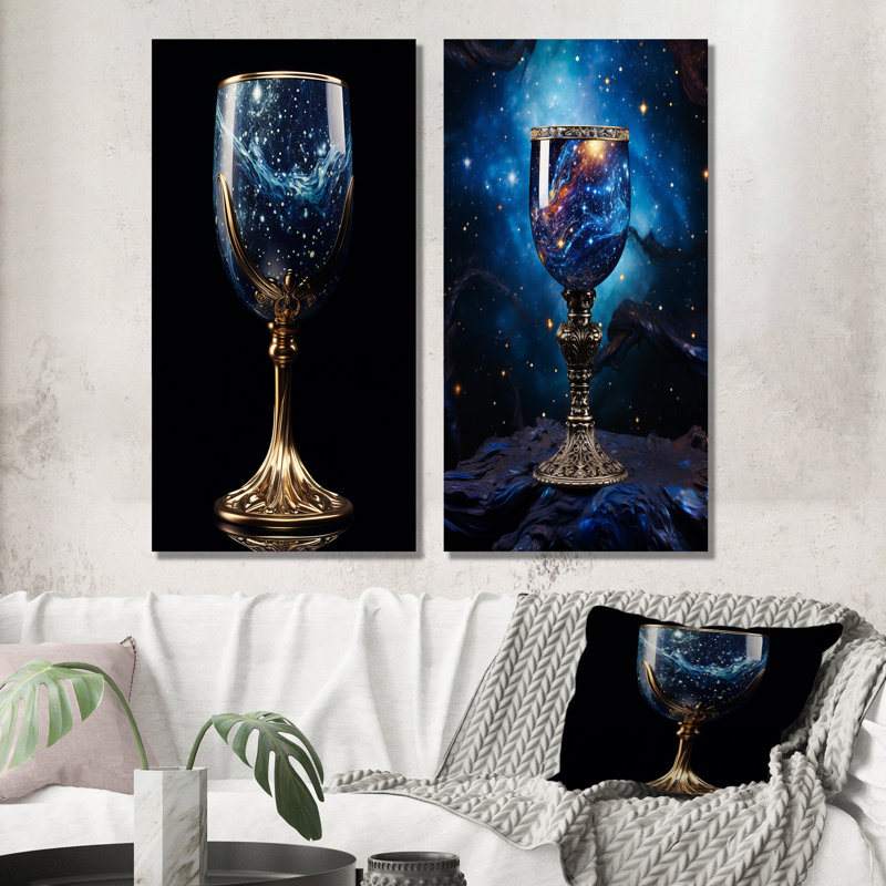 Verre gobelet en verre - ensemble de 2 impressions sur toile, H 28 po x l 25 po, Toile tendue