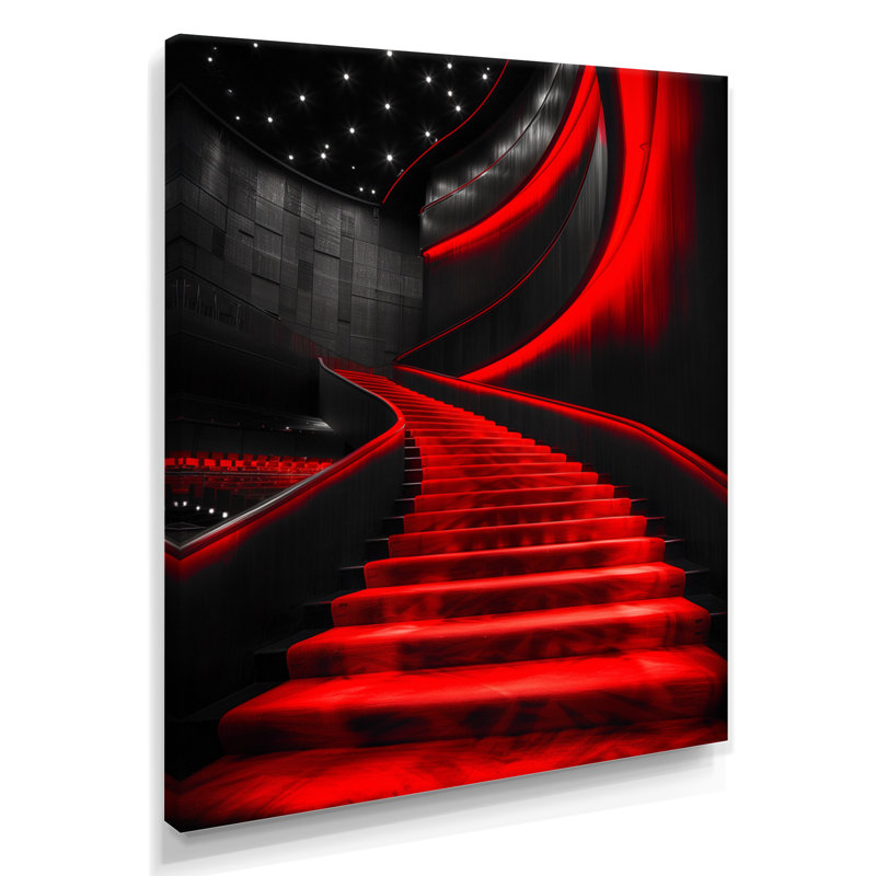 Monochromes harmoniques noires et rouges - salles de concert, Toile tendue, H 24 po x l 32 po