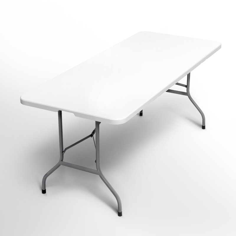 6ft Plastic Folding Table, Portable Bi-Fold Event Table, Indoor Outdoor Picnic Card Table with Carrying Handle, White/Gray