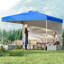 Outdoor 300 X 300 Cm Pop Up Blue Canopy Tent W/ 1 Sidewall & Wheeled Bag