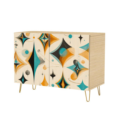 Sideboard Buffet Cabinet with Storage Seamless Mid Century Modern for Fabric Stationery with 2 Doors for Living Room and Kitchen