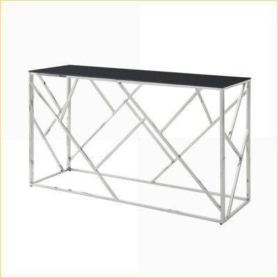 Table basse de 55 po en métal doré et verre noir pour le salon, facile à assembler et peu encombrante