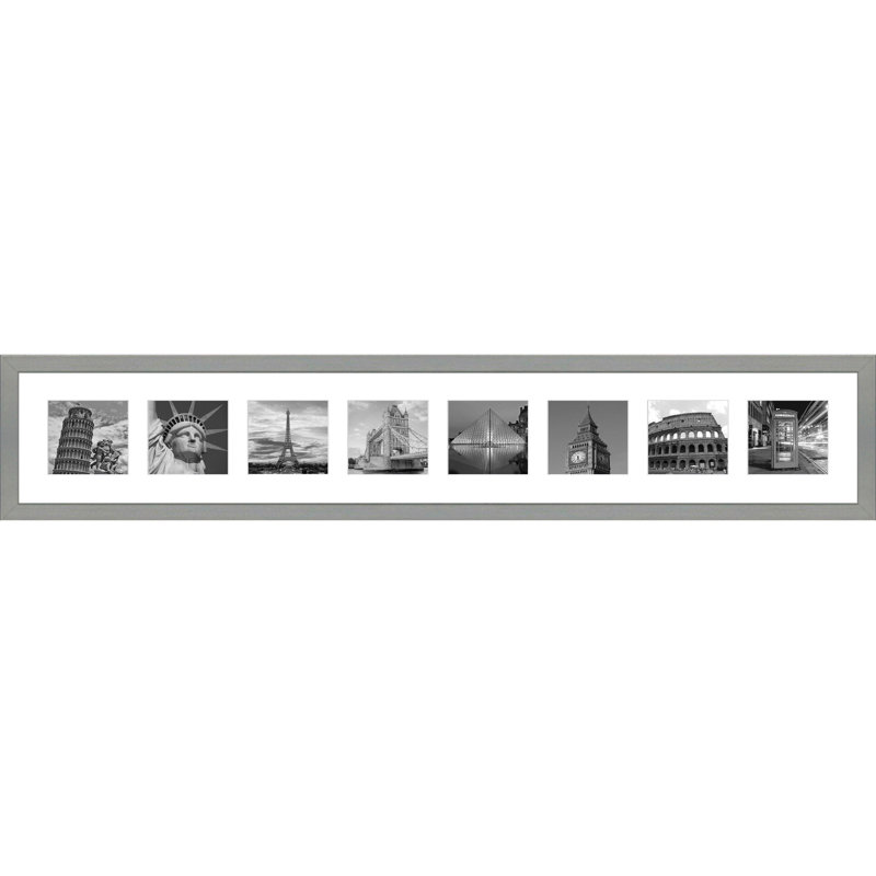 Lada Wood Picture Frame with Mat, Light Grey
