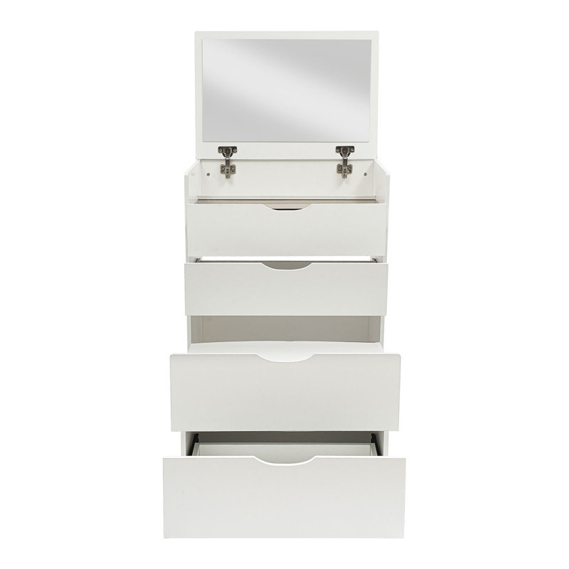 Petit meuble-lavabo avec miroir et 3 tiroirs, Blanc