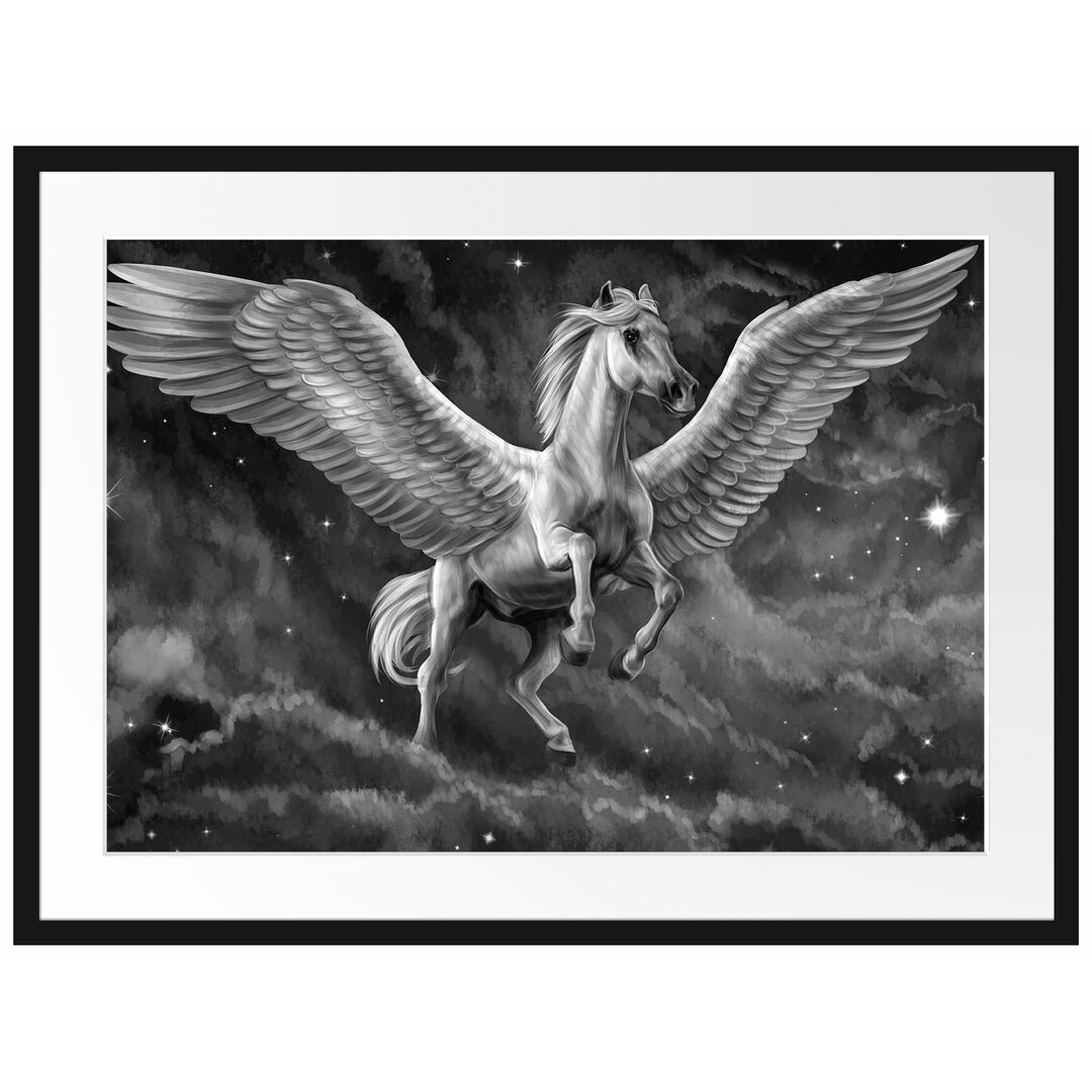 Gerahmtes Poster Pegasus mit Engelsflügel