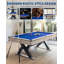 7 FT Rustic Grey Billiard Pool Table 84x46x32 Inch, Metal K-Leg with Blue Professional Cloth, Full Accessory Set for Home Game Room & Basement Recreation, Red-132151815