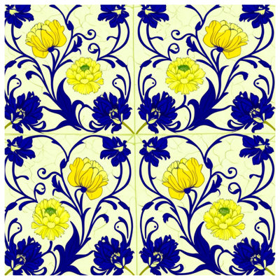 Yellow Blue Floral Comforter