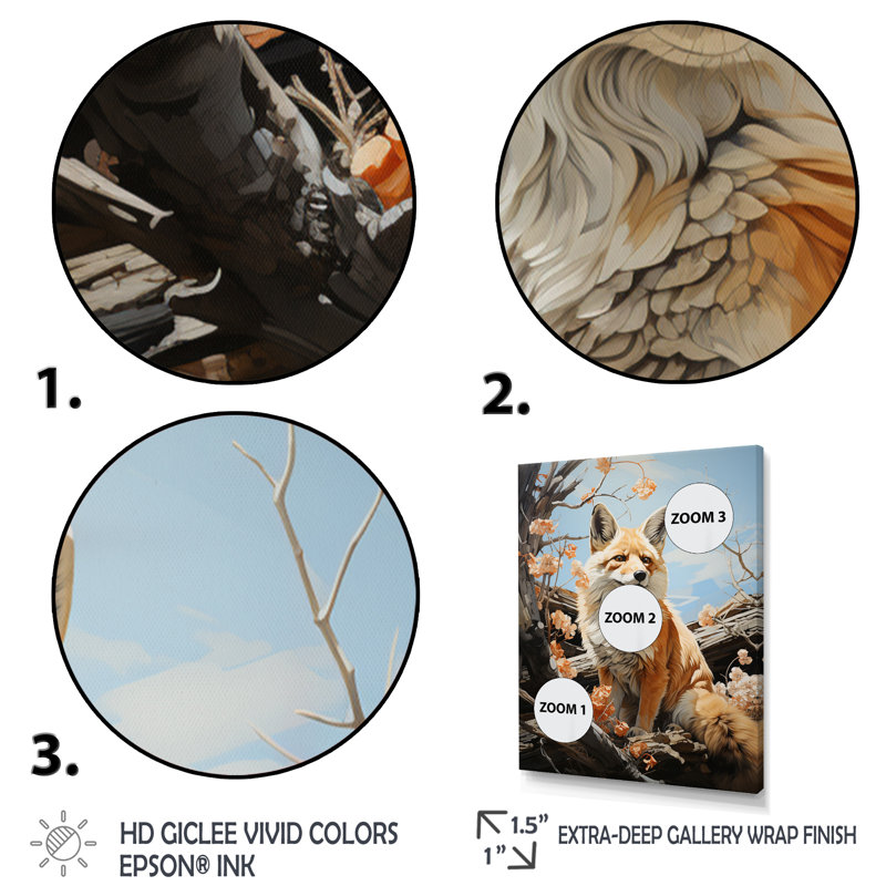 Fox Wilderness Observer Pastoral II - Reproduction d'art mural animaux, Cadre photo blanc, H 20 po x l 12 po x P 1 po