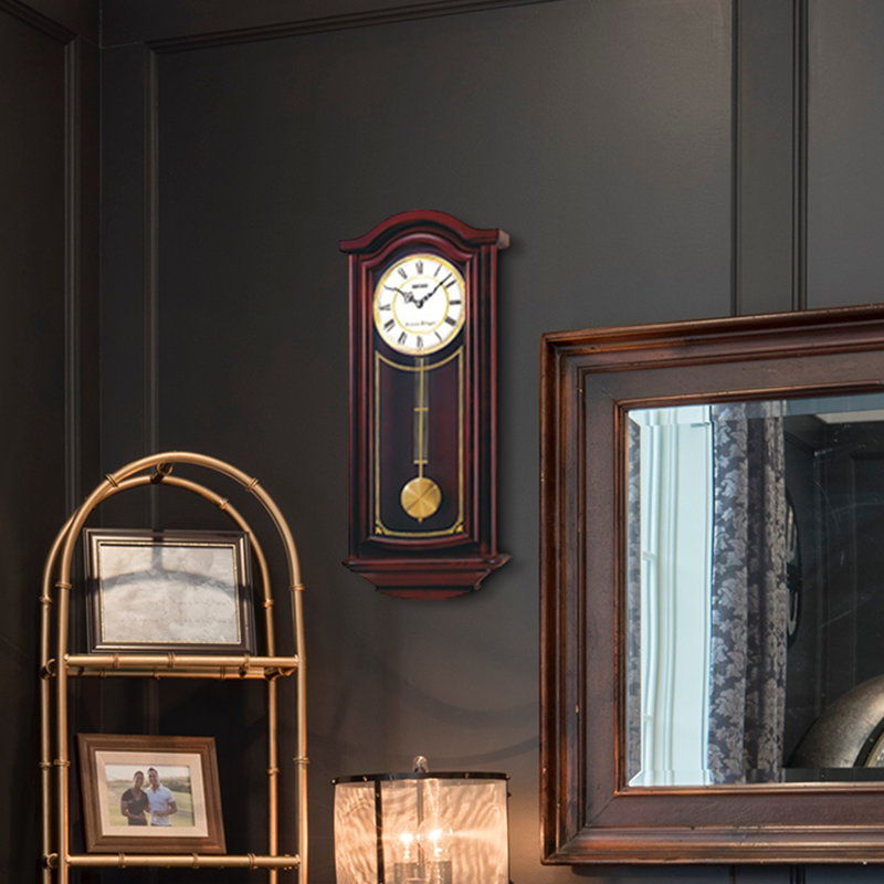 QXH118BLH Pendulum Wall Clock, MAHOGANY FINISH