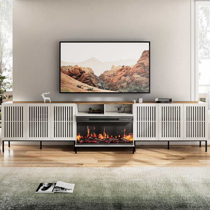 Meuble télé avec foyer, 131.8"
