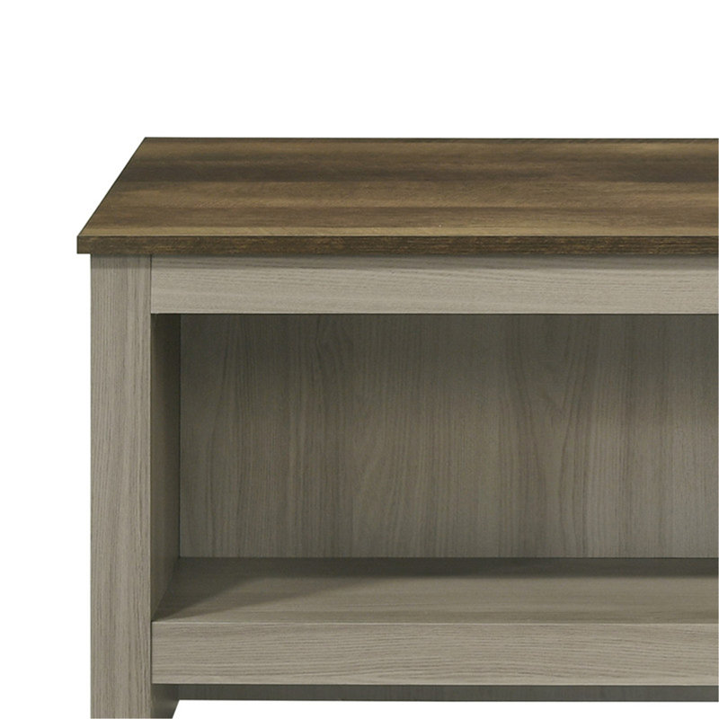 Nilda 43"W Gray Oak Coffee Table With Open Shelves Front And Back