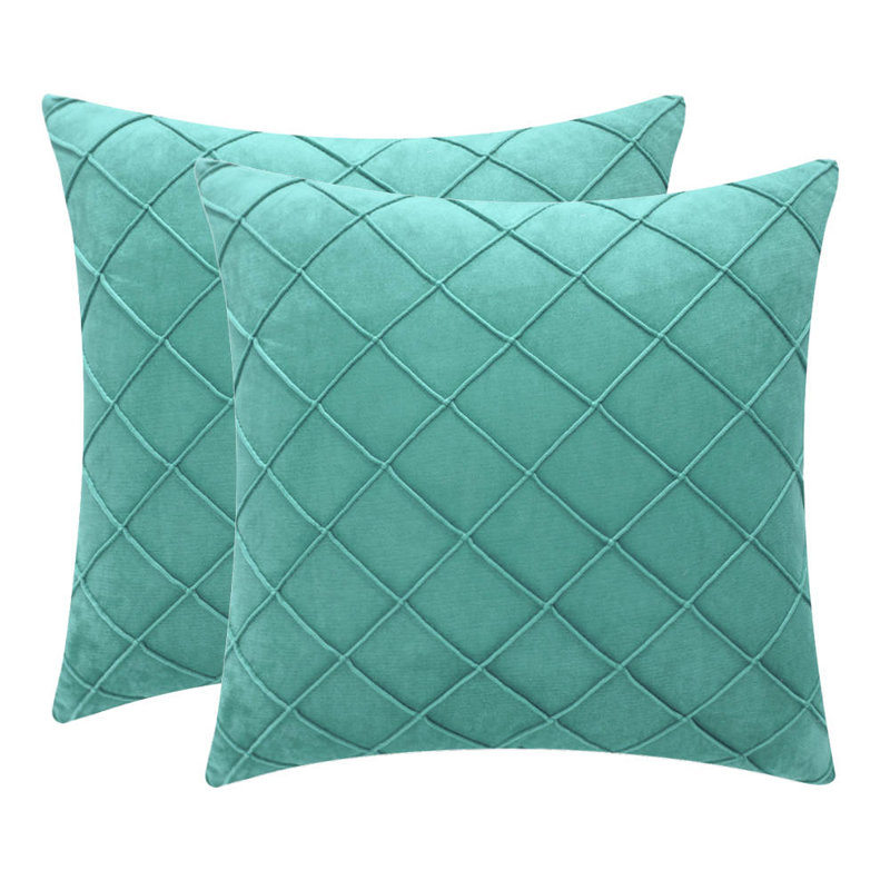  Velvet Reversible Throw Pillow, Aqua Green