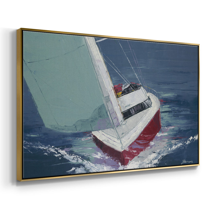 Day Sailing, reproduction d'art sur toile, H 25 po x l 37 po x P 2 po, Toile avec cadre flottant or