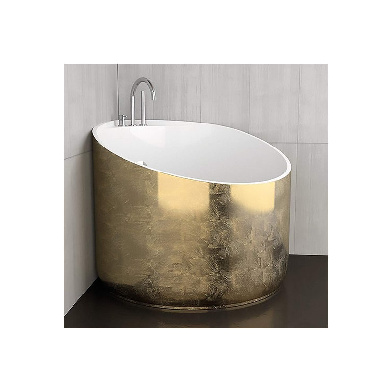 Nova 44.9'' L Freestanding Soaking Bathtub, Gold Leaf