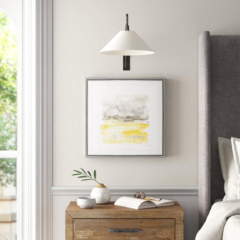 «Winter Horizon Line I», peinture sur toile, Cadre argenté, H 22,5 po x l 22,5 po x P 1,5 po