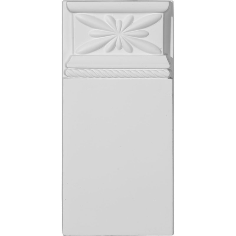 Primed White Polyurethane Bradford Plinth Block 4.37"W x 9.12"H