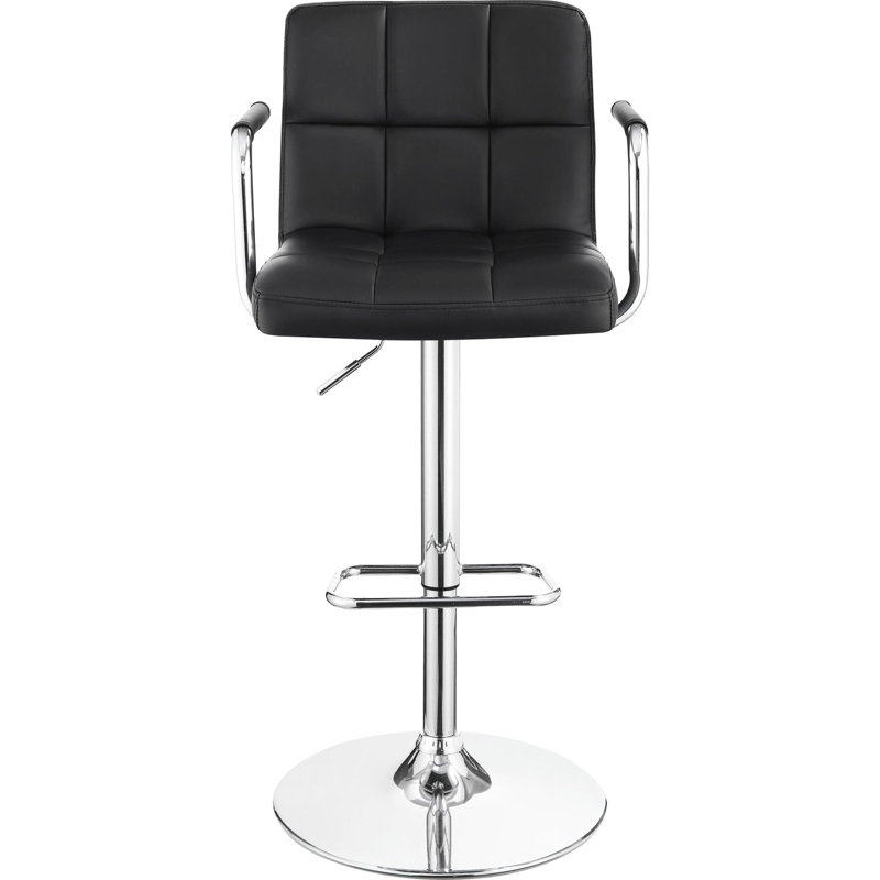 Tabouret de bar réglable chic - noir et coussin de siège confortable, revêtement gris, option de hauteur, rembourrage moderne, personnalisable