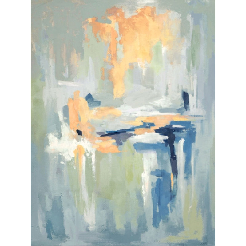 «Grey Downs» par Barclay Butera - impression, Image au pinceau gel, H 40 po x l 30 po x 1,5 po