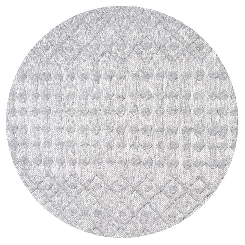 Tapis intérieur / extérieur gris clair Shanaghy, Rond 5 pi 3 po