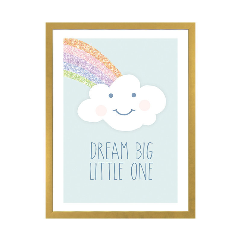 Art de rêve big little, H 32 po x l 24 po x P 1 po, Papier encadré doré