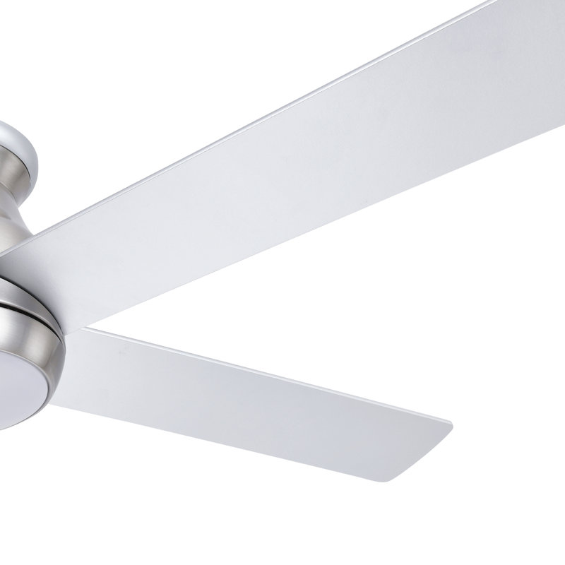52" Low Profile Ceiling Fan With Lights, Silver, Silver