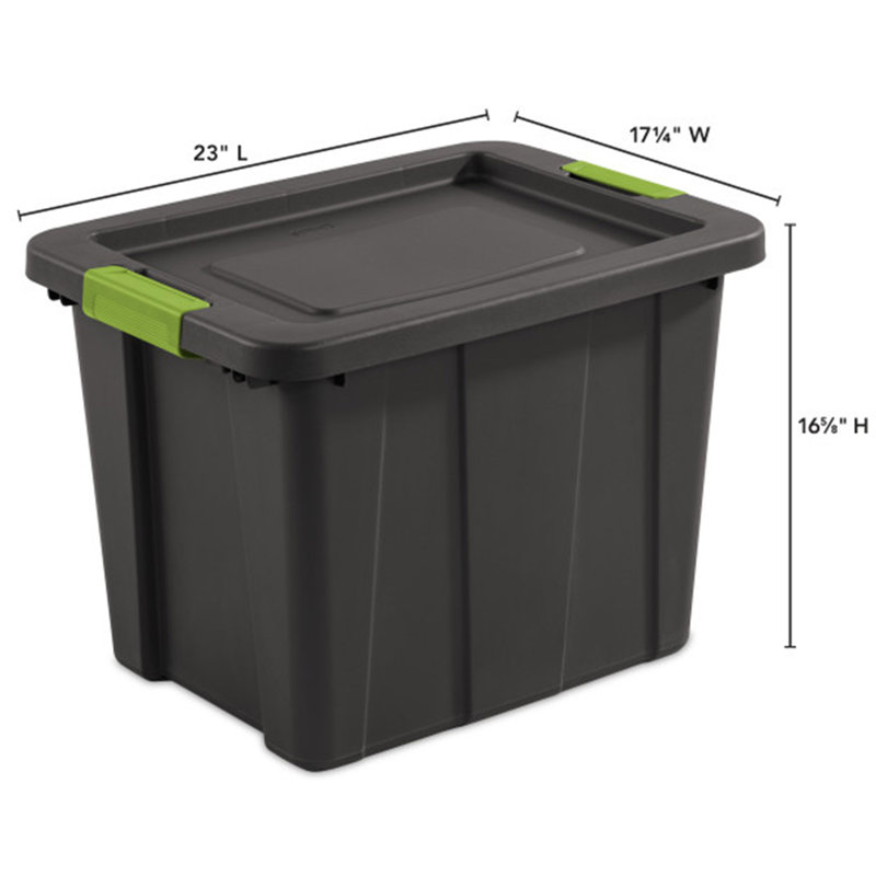 Sterilite Latching Tuff1 Stackable Storage Tote Bin w/ Latch Lid, 18-Pack, 70 Quart