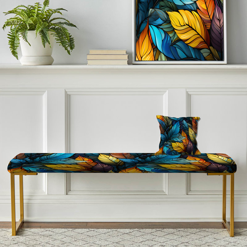 Motif tropical de mosaïque tropicale - Banc rembourré doré Tropical