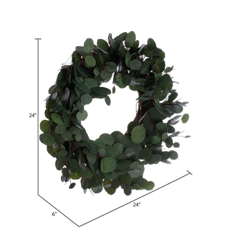 Faux Eucalyptus Polyester Wreath, 24" H x 6" W x 24" D