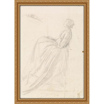 Female - Sketch of a Seated Woman Holding Lamp (1860)