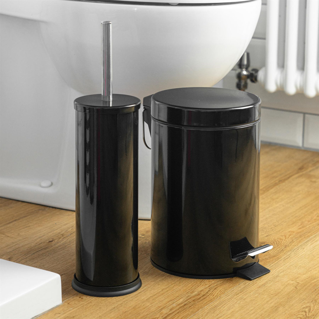 Harbour HousewaresRound Bathroom Bin & Toilet Brush Set - 3L