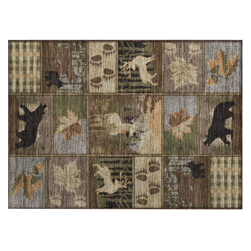 Machine Washable Indoor/Outdoor Chantille ACN2448 Lodge Rug, 1'8" x 2'6", Chocolate